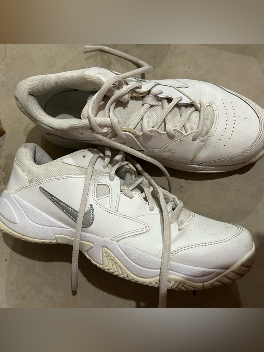 Nike White and Silver Low-Profile Athletic Sneakers